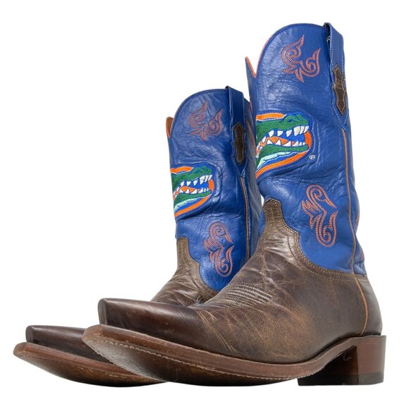 Lucchese 1883 UF Florida Gators Leather Boots Western Cowboy Brown Blue Mens 9D - Picture 13 of 16